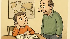 Vtip: „Tati, proč se musím učit anglicky?“