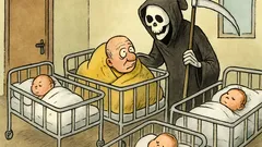 Vtip: Smrtka obchází nemocnici pokoj po pokoji