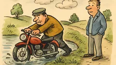 Vtip: Pepa tahá z rybníka motorku, když…