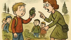 Vtip: Na výletě najde školák granát…