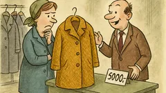 Vtip: Paní zkouší kabát za pět tisíc