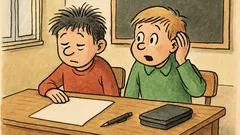 Vtip: U písemky Honzík šeptá Pepíkovi…