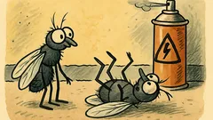 Vtip: Leží moucha na zádech a…