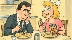 Vtip: Novomanžel se rýpe v jídle a...