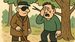 Vtip: Jdou slepý a jednooký k babičce