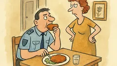 Vtip: Manželka policisty říká muži u večeře