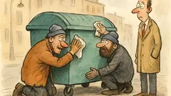 Vtip: Bezdomorci leští kontejner, kolemjdoucí se ptá