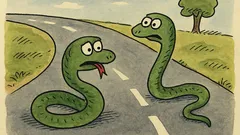 Vtip: Jdou dva hadi po silnici a