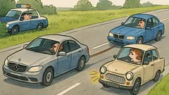 Vtip: Jede žena v trabantu a trabant chcípne