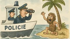 Vtip: Policejní loď míjí malý ostrov...
