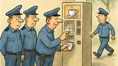 Vtip: Tři policajti stojí u automatu