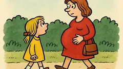 Vtip: Na procházce holčička zírá na bříško