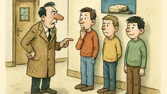 Vtip: Tři žáci stojí za trest na chodbě