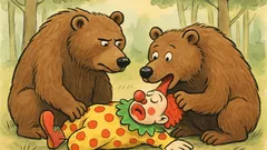 Vtip: Dva medvědi žerou klauna a jeden