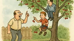 Vtip: Pan Novák přistihne Pepíčka na třešni