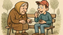 Vtip: Sedí babička na lavičce s oříšky