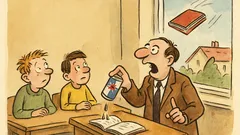 Vtip: Učitel v hodině polije žákovskou knížku