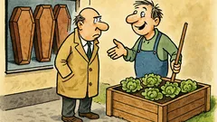 Vtip: „Rakve? To jsou přece vegetbedny.“