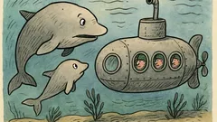 Vtip: Plave velryba s velrybátkem kolem ponorky