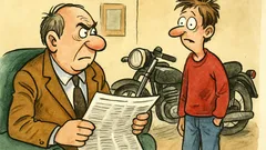 Vtip: Tati, půjčil jsem si motorku...