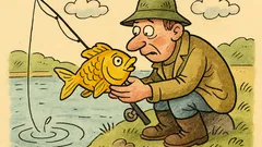 Vtip: Chytí rybář zlatou rybku a ta...