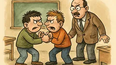 Vtip: Perou se dva žáci ve třídě...