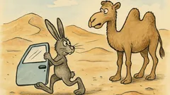 Vtip: Jde zajíc po poušti a táhne dveře