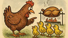 Vtip: Slepice říká kuřatům: Kdyby váš tatínek viděl…