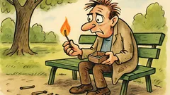 Vtip: Sedí blázen v parku a škrtá