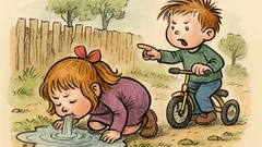 Vtip: Malá Hedvika pije vodu z kaluže