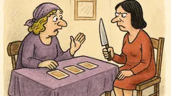 Vtip: Žena si nechává věštit u kartářky