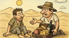 Vtip: Dva kamarádi ztroskotají v poušti a