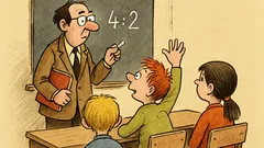 Vtip: Učitel napíše 4:2 na tabuli