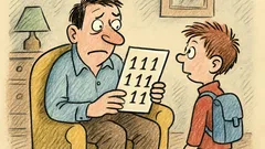 Vtip: Otec si prohlíží vysvědčení se samými