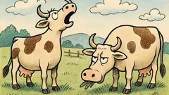 Vtip: Na louce se pasou krávy, když…